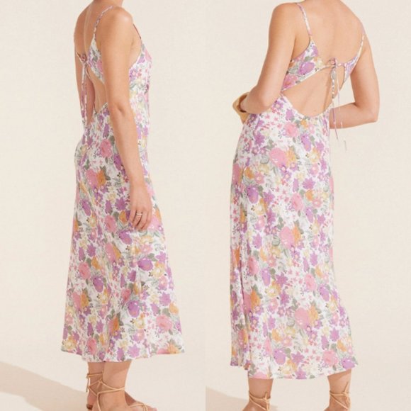 AUGUSTE the Label Cyd Midi Slip Dress floral Khaki (Olive) sz XXL tie back BNWT - Picture 4 of 16